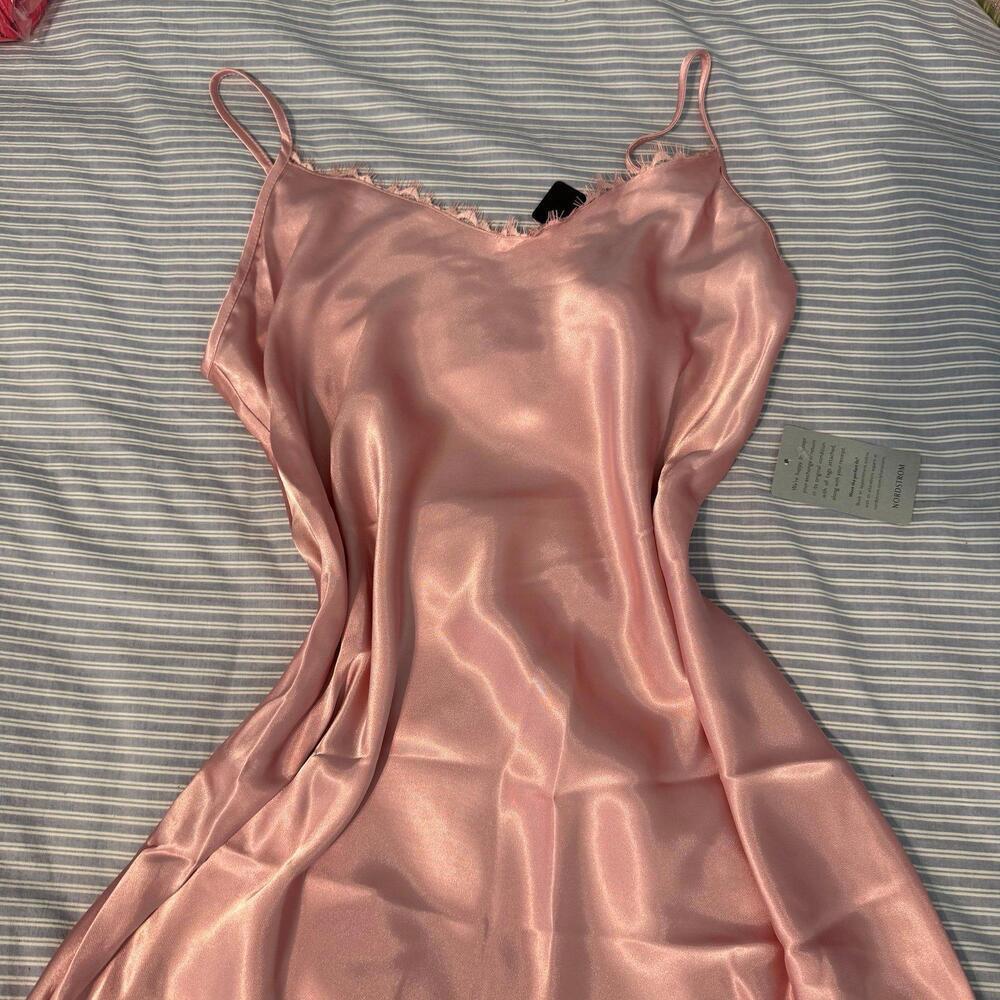 bebe Lace Trim Satin Slipdress - Picture 9 of 9
